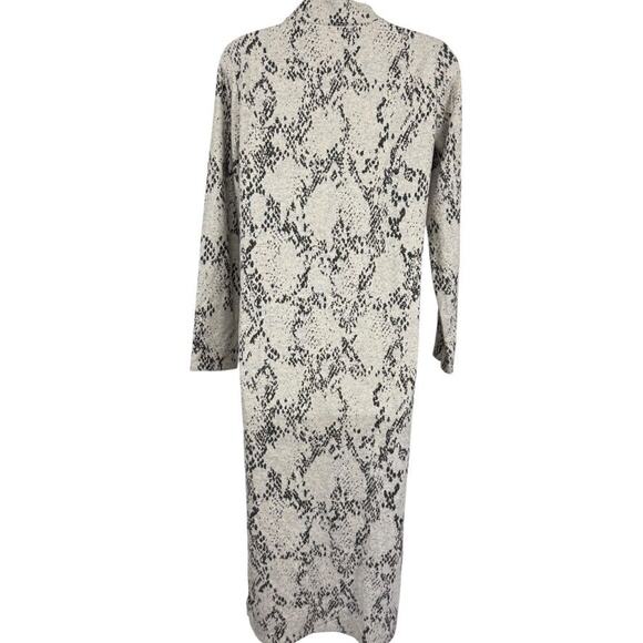 M&S Collection Snakeskin Long Sleeve Midi Sheath Knit Dress Beige Mock Neck sz 8 - Picture 14 of 16